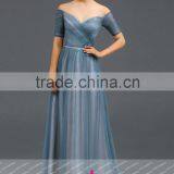 K141 V Neck Short Sleeve Chiffion A Line Red Prom Dresses thumbnail-5