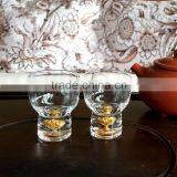 3D Gold Foil Filled on the Bottom Sake Custom Shiny Clear Glass Small Cups thumbnail-2