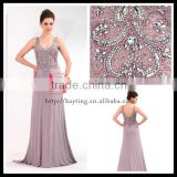 Elegant V neck and backless fancy beaded sequins sexy vest tank top sleeveless seducting most beautiful evening dress
