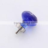Zinc Alloy Base Light Blue Brushed Satin Nickel Glass Knob