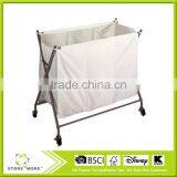 3 Bin Laundry Sorter With Rubber Wheels - Metallic Bronze thumbnail-1