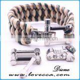 Newest Multifunctional Paracord Survival Bracelet With Scraper/fire Flint/bottle Opener/compass thumbnail-1