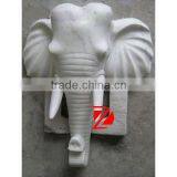White Marble Elephant Head Sculpture for Wall Decoration thumbnail-1
