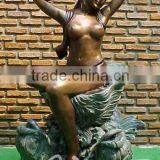 Landscape Garden Decorations Bronze Metal Woman Pouring Water Statue thumbnail-1