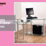 Office Furniture L Shape PC Workstation Glass Corner Computer Table Desk