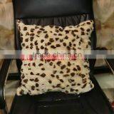 Printed Lepord Design Real Rex Rabbit Fur Cushions thumbnail-1