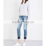 Wholesale Women Relaxed Round Neck Dropped Shoulders Long Sleeves Oversized Cotton Jersey Sweatshirt(DQE0169T) thumbnail-2