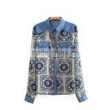 2015 Ladies' Fashion Long Sleeves Polyester Print High Quality Direct Factory Elegant Lace Tops Lehenga Blouse Designs thumbnail-5