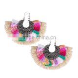 Bohemian Jewelry Vintage Silver Plated With Colorful Tassel Dangle Earrings thumbnail-3