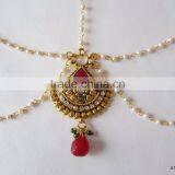 MATHAPATTI MAANG TIKA GOLD PLATED POLKI Pearl thumbnail-3