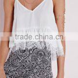 Women Solid Color Seamless Cami Plain White Lace Summer Cool One Piece Camisole With Spaghetti Straps thumbnail-2
