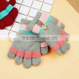 TC13017 Wholesale Cute Winter Kids Acrylic Gloves New Fashion Knit Five Fingers Gloves thumbnail-2