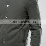 Men's Jersey Bomber Jacket With Snaps In Khaki thumbnail-3