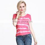 Ladies Pink Tie-dyed Tee Shirts in Bulk thumbnail-1