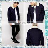 Vogue Cotton Denim Fleece Lining Jacket Dark Blue for Men