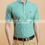 Short Sleeve Shirt Cotton Summer Youth Contracted Texture Plaid Shirt English Cultivate One's Morality With Big Yards thumbnail-5