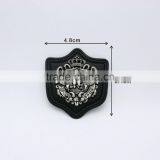 Black PU Leather Patch Sew on Label Metal Alloy Logo Antique Silver Color for Jeans/sportswear PLB-004 thumbnail-1