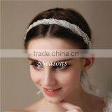 Round White Clear Rhinestone Gauze Headband Headdress Wedding Hair Accessories thumbnail-1