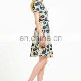2016 Summer Fashion Girls Floral Print Short Sleeve Midi Dress thumbnail-5