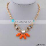 Bib and Foral Orange Pendant With Transperament Crystal Bib Necklace Jewelry thumbnail-1