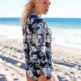 2017 Tropical Printing Women Sexy One Piece Long Sleeve Rashguard OEM thumbnail-2
