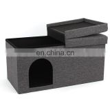 Customized wholesale Modern Home Furniture waterproof Faux Linen  Folding Storage Stool For Pet