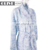 Competitive Price Blue 100 Cotton Unisex Space Dyed Printed Waffle Bathrobe thumbnail-3