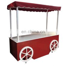 factory customized wooden candy cart display wood food carts kiosk for sale with wheels