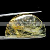 Top Quality Natural Rutile Cabochon Gemstone / Smooth Rutile Cabochon Stone / Yellow Rutile Quartz Fancy D Shape Rutile thumbnail-1
