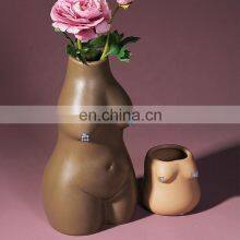 Drop Shipping Nordic Figurines Frosted Design Human Body Model Home Room Flowers Decorative Ornament Ceramic Vase thumbnail-2