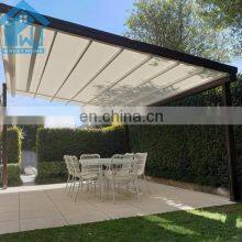 Weijia Wind Resistant Retractable Electric Patio Cover Shade Awnings Pergola For Restaurant