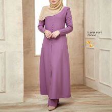 BS-FC1962 Women's Long Sleeve 2 Piece Maxi Dress Muslim Abaya Robe Plain Simple Modern Islamic Arabic Style Casual Dress thumbnail-3