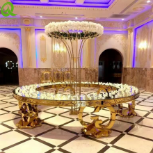 Party Banquet Hall Gold Stainless Steel Half Moon Wedding Dinning Set Table thumbnail-1