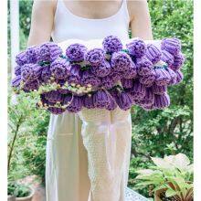 PURPLE CARNATIONS ROSES CROCHET FLOWER BOUQUET BLANKET thumbnail-2