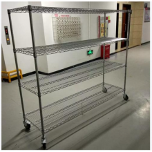 Unidade de prateleiras de arame de aço cromado com 4 andares e cestos, Prateleira de cesto de arame thumbnail-4