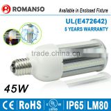 UL listed E40 E27 5 years warranty LED Corn light bulb Samsung SMD2835 chip 45w led street lighting
