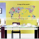 ALFOREVER Hot Sale Wallmap Wall Sticker for Home Decoration,pvc Wallmap Sticker