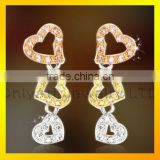 Latest long heart sterling silver fashion design hanging earrings