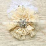 Artifical Lace Fabric Ballerina Flower With Rhinestones For Headband thumbnail-2