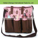 Tactical qualified printed cotton mommy bag with around outer pockets