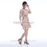 Wholesale Western Design Pink Color Long Sleeve Printed Casual Dress for Lady thumbnail-5