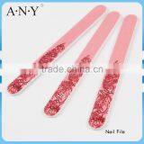 Nail Shape and Polishing Leaves Printing Pink Sandpaper Nail File Customized