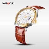 WEIDE CE RoHS Certified Genuine Leather Sapphire Quartz Watch thumbnail-3
