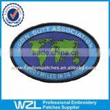 Oval Shape Chest Woven Tags Label, Embroidered World Maps Woven Patches