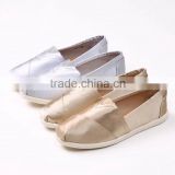 2016 classic shoes with satin upper material women casual shoes flat injected shoes