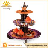 Halloween pumpkin tiered cake stand round cardboard cupcake tower