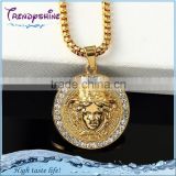 New design men's hip hop 18 k gold plated necklace with stone