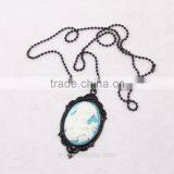 Fashion Jewelry Necklace Steampunk Necklace Classical Blue Resin Silhouette Cameo Black Pendant 2015 New Made in China Yiwu thumbnail-3