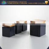 Black Square Shape Ceramic Kitchen Jar With Lid thumbnail-1