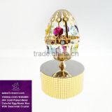 New Design 24K Gold Plated Colorful Egg Music Box With Crystal from Swarovski
